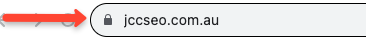arrow pointing to padlock in browser beside jccseo.com.au