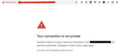 website not secure warning in browser