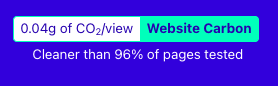 Carbon badge shows this site performs better than 96 percent of pages tested