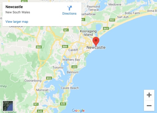 JCC SEO serves Newcastle and Lake Macquarie map